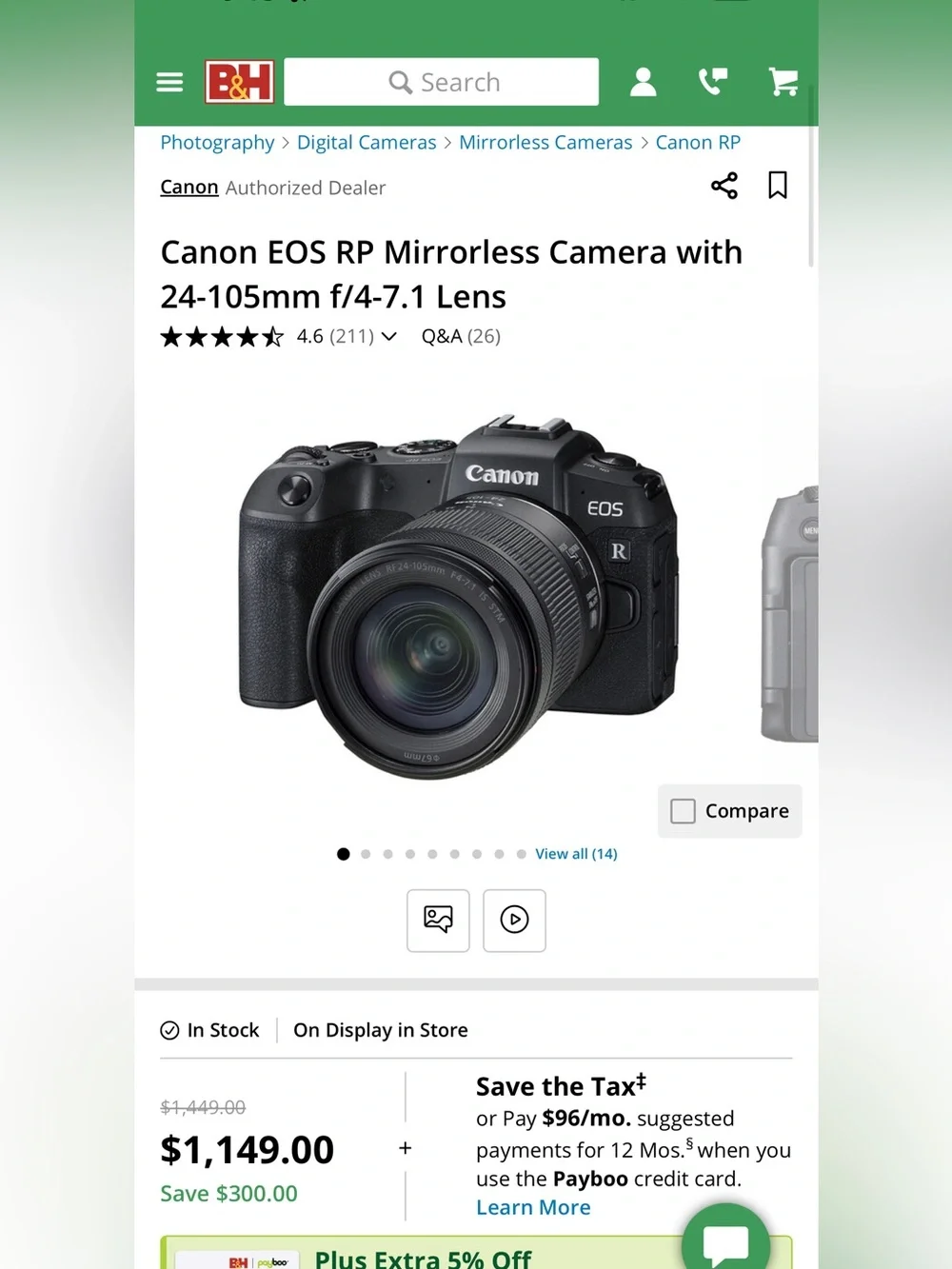 Canon EOS RP Mirrorless Camera with 24-105mm Lens - Black